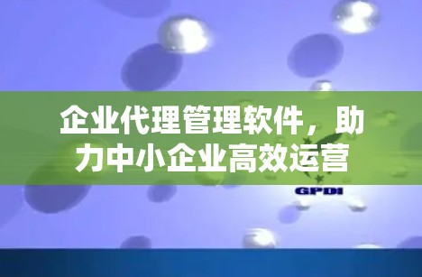 企业代理管理软件，助力中小企业高效运营