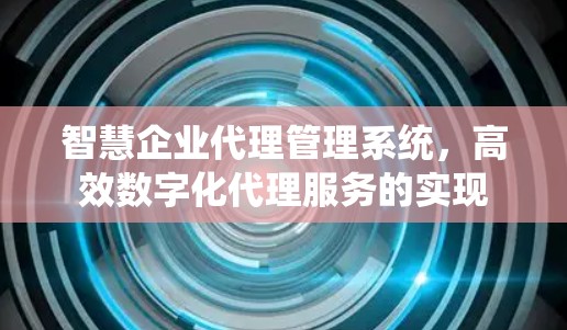 智慧企业代理管理系统，高效数字化代理服务的实现
